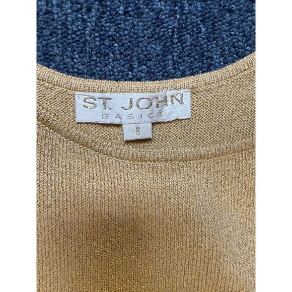 St. John Evening 3 Piece Suit Set gold Knit Jacket Sz 8 Top Sz 6, &Skirt Sz 8 - Picture 11 of 15